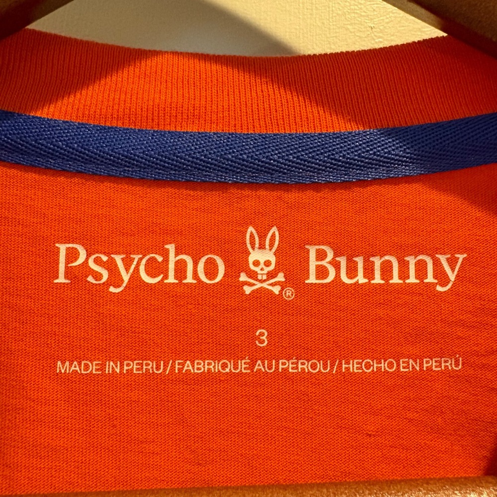Psycho Bunny Graphic Tee Men XS (3) Orange Flocked Logo Pima Cotton Short Sleeve - Picture 5 of 13
